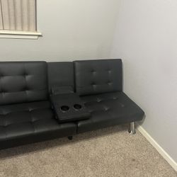 Black Adjustable Futon Sofa
