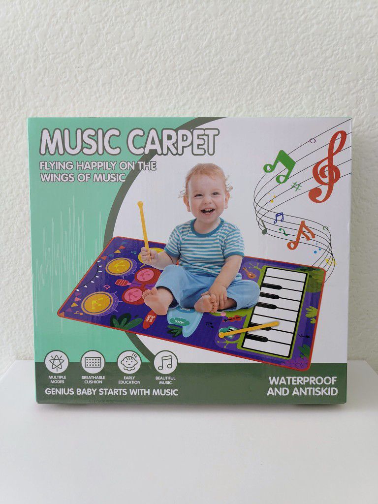2-in-1 Musical Sensory Toys for Toddlers - Piano Keyboard & Drum Floor Mat with Sticks - Perfect Birthday Gift for 1-3 Year Olds!