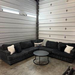 Extra Large Ashley Black Plush Sectional Sofa