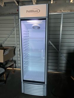 Premium PRF125DX Single Glass Door Merchandiser Refrigerator -Beverage Display Cooler-12.5 cu ft -Silver