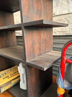 Antique wood shoe cubby storage compartment