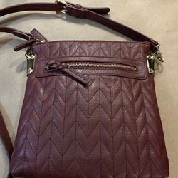 Burgundy Faux Leather Crossbody With Lots Of Storage