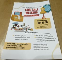 🎈 Yard Sale Weekend Free with buy or as low as $1 and up…everythings much go…sale on Oct 17-18, 9:00 AM - 4:00 PM