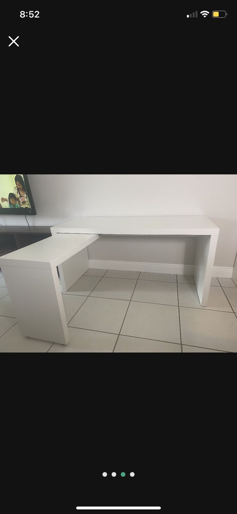 White Ikea Malm Desk With Pull Out Panel   Brand new, good condition   59 1/2 x 25 5/8 