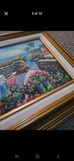 Framed Oil Painting Acryllic Italy Venice Seascape Scenic Landscape Signed By Warren Brandt W. Brandt Framed Matted