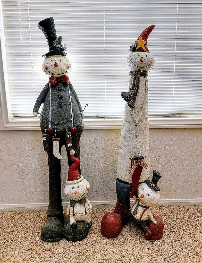 Vintage Snowman Family Set - 4' Tall - Indoor Outdoor Yard