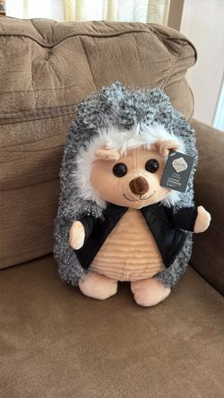 Hedgehog / Porcupine plush stuffed animal with customs jacket on, $24