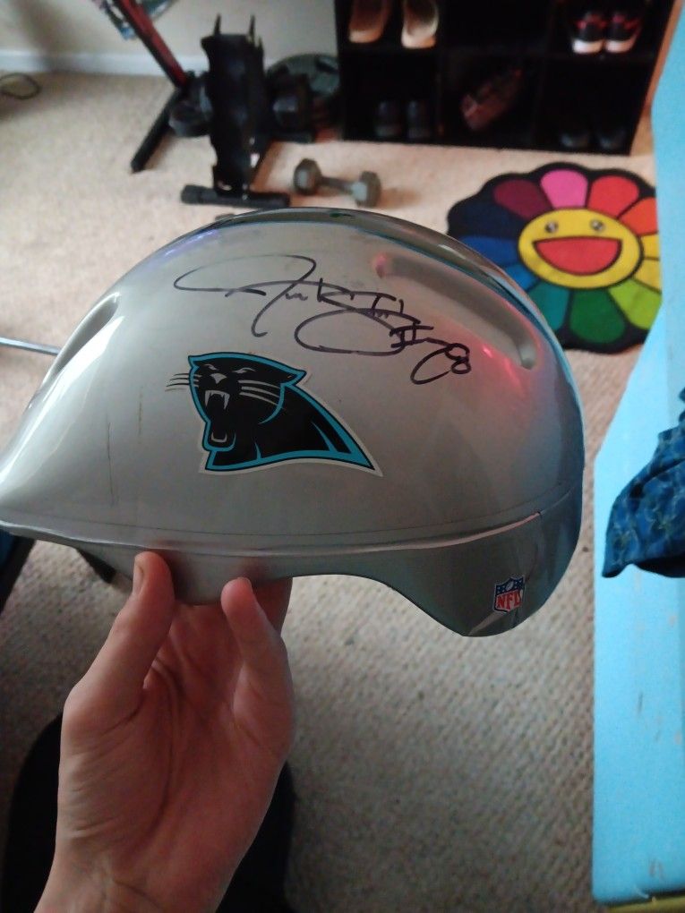 Signed jonathan stewart panthers bicycle helmet