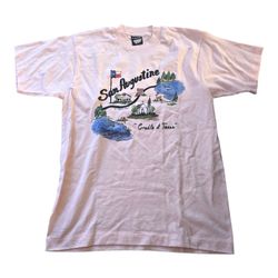 VTG San Augustine Cradle Texas Souvenir Pink Shirt SZ M Screen Stars Best USA