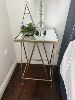 Table, succulent and lamps