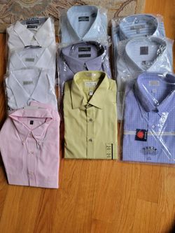 BRAND NEW (11 MEN'S DRESS SHIRTS (Size 17-17.5) XTRA -LARGE
