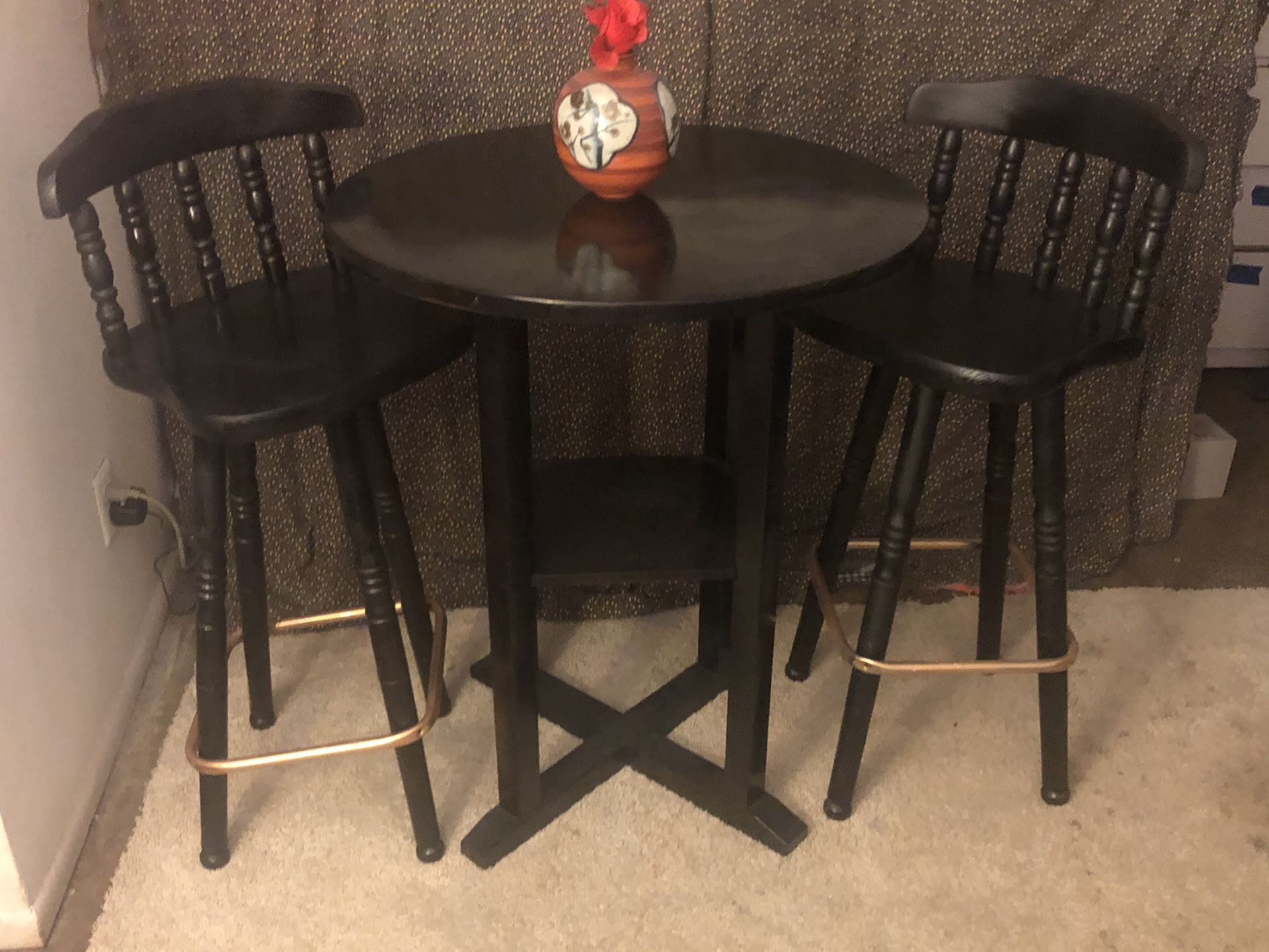 Black and Gold bar table from world market and MCM stools 4 of them