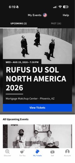 Rufus Du Sol North America 2026 Concert Ticket