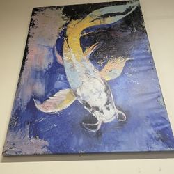 4 Ft XL  "Dragon Koi" Fish Picture on canvas 3 Ft W Imagen de un pez koi XL