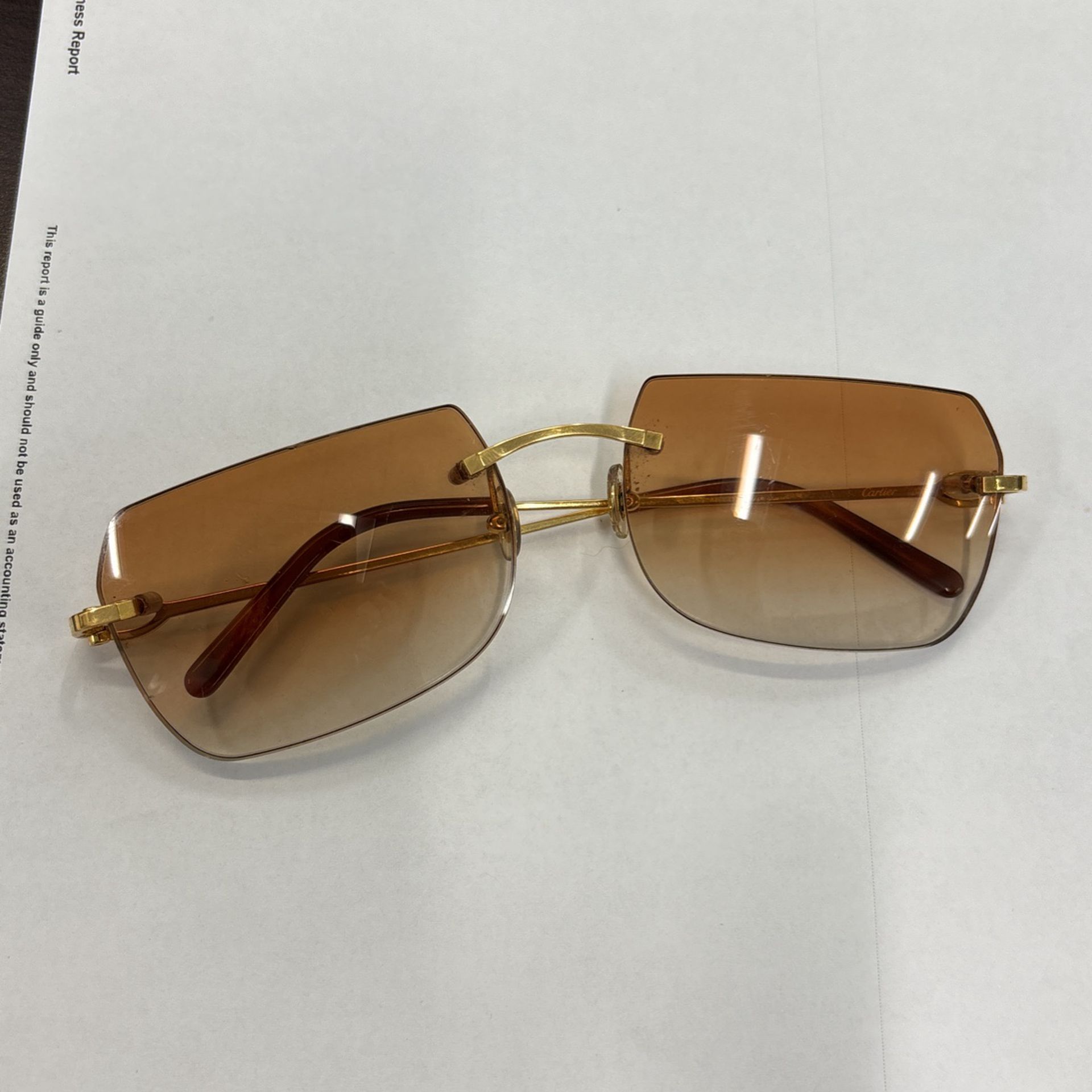 Cartier Wire Sunglasses Ct 00500 001 Yellow Toned Hardware