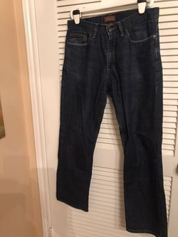 PERRY ELLIS PREMIUM DENIM Straight Fit Cotton Blend Tag Meas 32 X 30 Dk Wash 