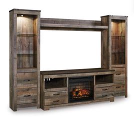 4-Piece Entertainment Center with 63'' TV Stand and Electric Fireplace