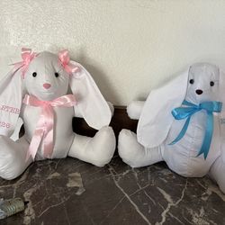 Conejitos de tela y de crochet