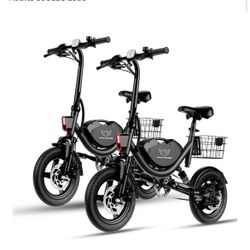 Windhorse Electric Bike with Basket, 14" Folding Ebike 22 MPH, 35 Miles Range