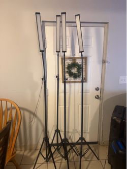 Professional 4-LED Photography/Video Lighting Kit with Stands, Bags & Backdrops
