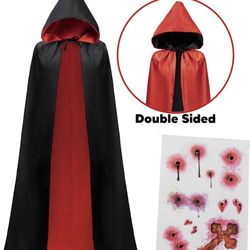 Adult Unisex Vampire Cape and Lace Gloves Costume Accessory One Size Reversible