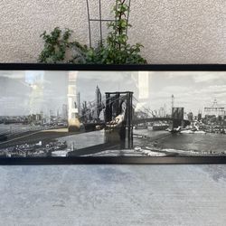 Large Brooklyn Bridge New York 1938 Framed Print 15" x 41" 