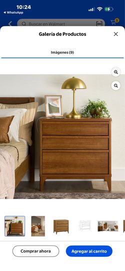 Better Homes & Gardens Greyson 3 Drawer Nightstand with USB, Acorn Finish