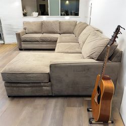 Velvety Sectional Couch in Golden Beige - Can Deliver