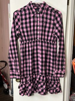 Victoria Secret Pink Plaid  Ruffle Shirt Dress Women’s Size SP
