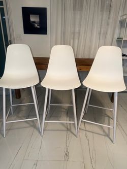 3 White Modern Dining Chairs