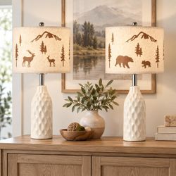 Farmhouse Rustic Table Lamp Set of 2,