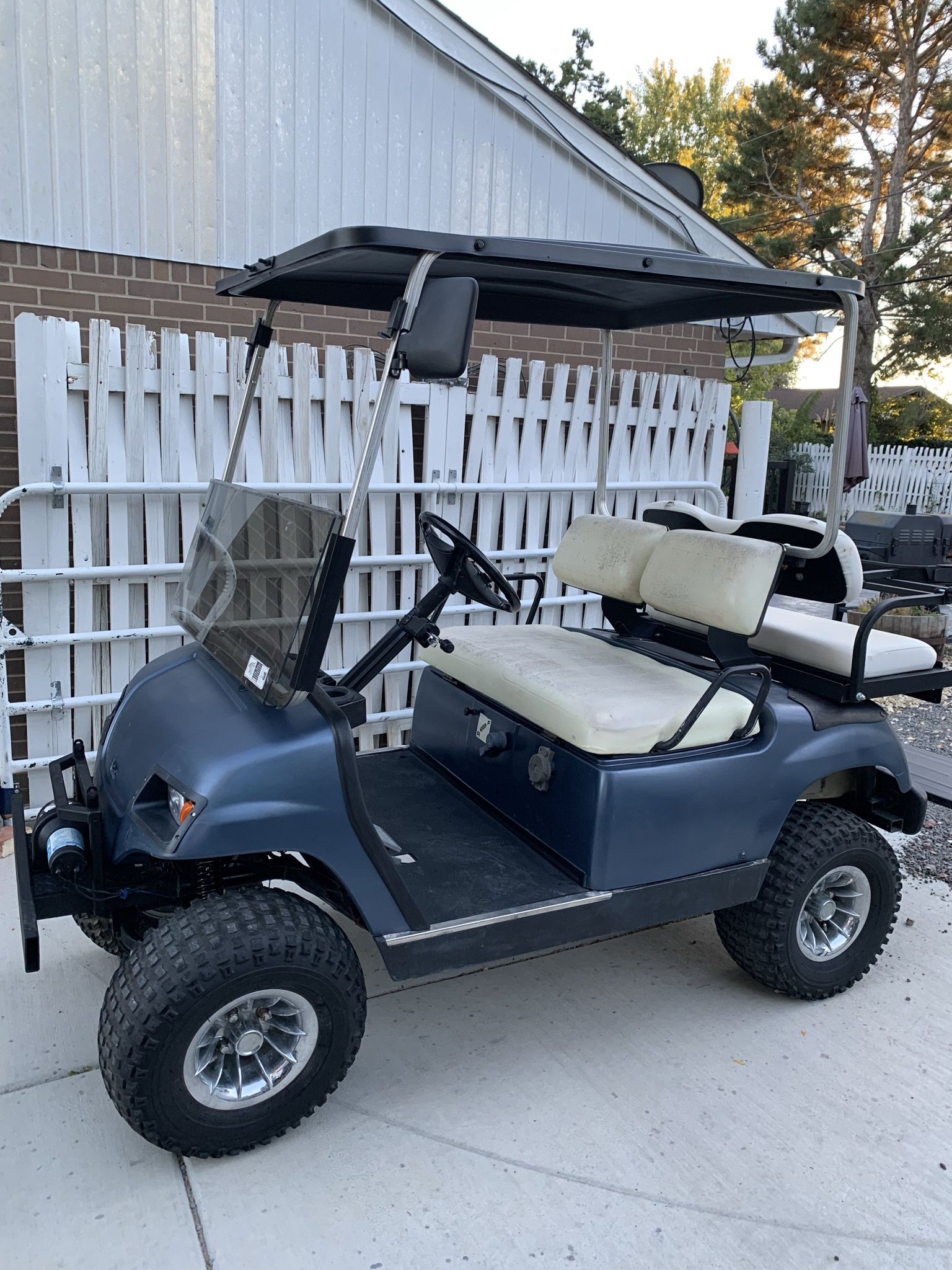 Golf Cart.  With Utility Bed, Back Seat, and Golf Bag Harness