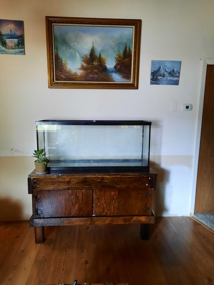 50 Gallon Fish Tank/terrarium With Solid Wooden Stand