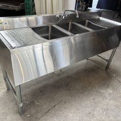 60” 3 Compartment Under Back Bar Sink Stainless Steel NSF Restaurant Commercial 