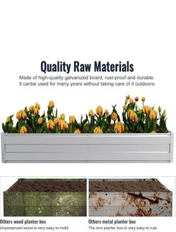 Galvanized Raised Garden Bed Outdoor for Vegetables Flowers Herb, 5.6×3×1FT Large Heavy Metal Box Steel Kit grey Corner$30