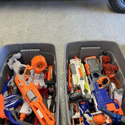 2 Huge Bins of Nerf Blasters & Crossbows