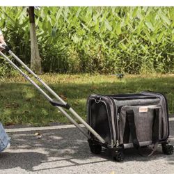 Dog Backpack Carrier Rolling Dog Carrier Pet Travel Carrier Wheeled Cat Carrier with Wheels Large Pet Carrier