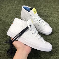 Converse Jack Purcell Pro Mid Top Leather Shoes White 170944C Women 8.5