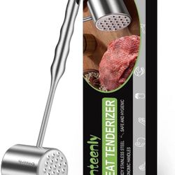 Meat Tenderizer, Enteenly Full Stainless Steel Double Sided Meat Mallet, Pounder For Tenderizing Steak Beef Poultry, NOT Discolor or Rust, Easy to Cle
