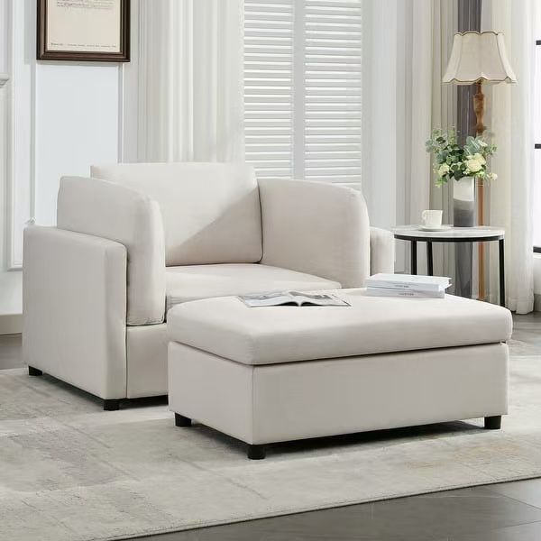 Modern Oversized Armchair with Ottoman, Single Sofa with Lumbar Support, Accent Chair, Reading Chair  [NEW]