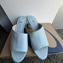 KATY PERRY Womens Light Blue Transparent Heel Landen Mules Shoes , $45