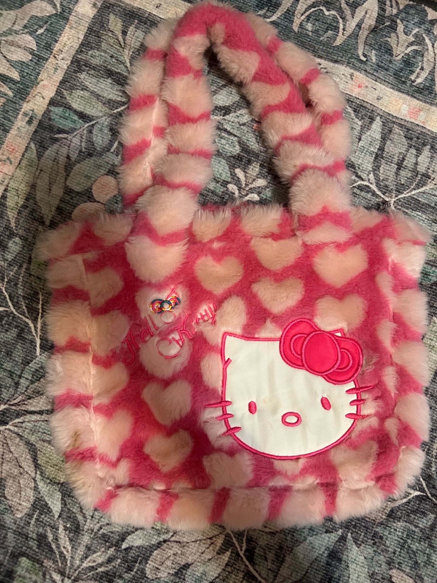 Fluffy Pink Heart Spotted Hello Kitty Tote / Carry on Bag