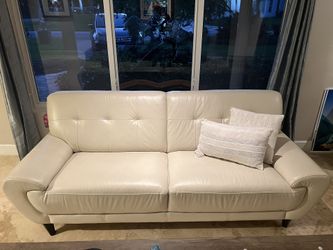 Set of Two Elegant Couches Off White/Light Beige/Light Cream