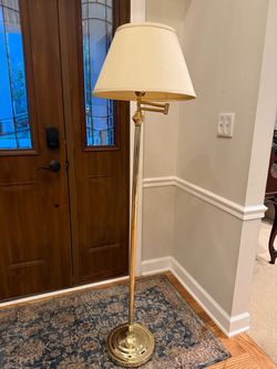 Vintage Brass Swing Arm Floor Lamp