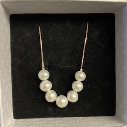 Authentic 4A Grade White Akoya Pearl Necklace With Gem Identification Card