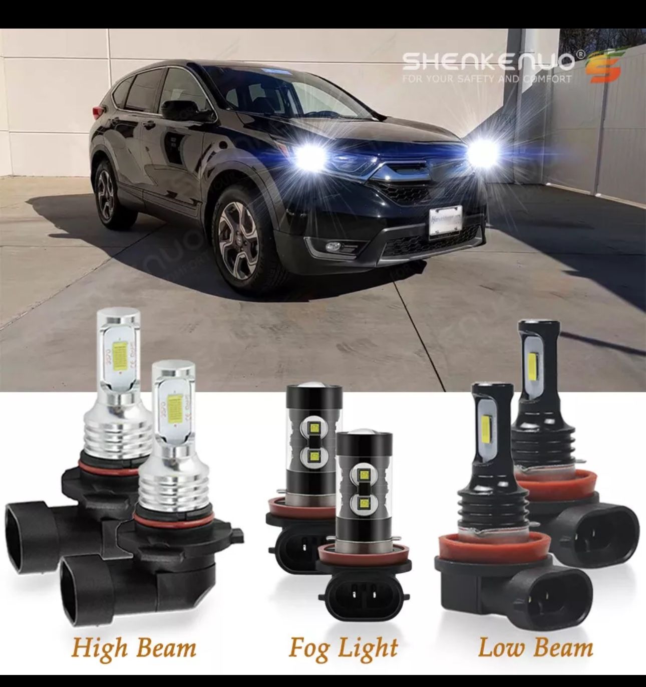 For Honda Cr-V CRV 2015 2016 2017 2018 2019 LED Headlight Hi-Low Fog Light Bulbs