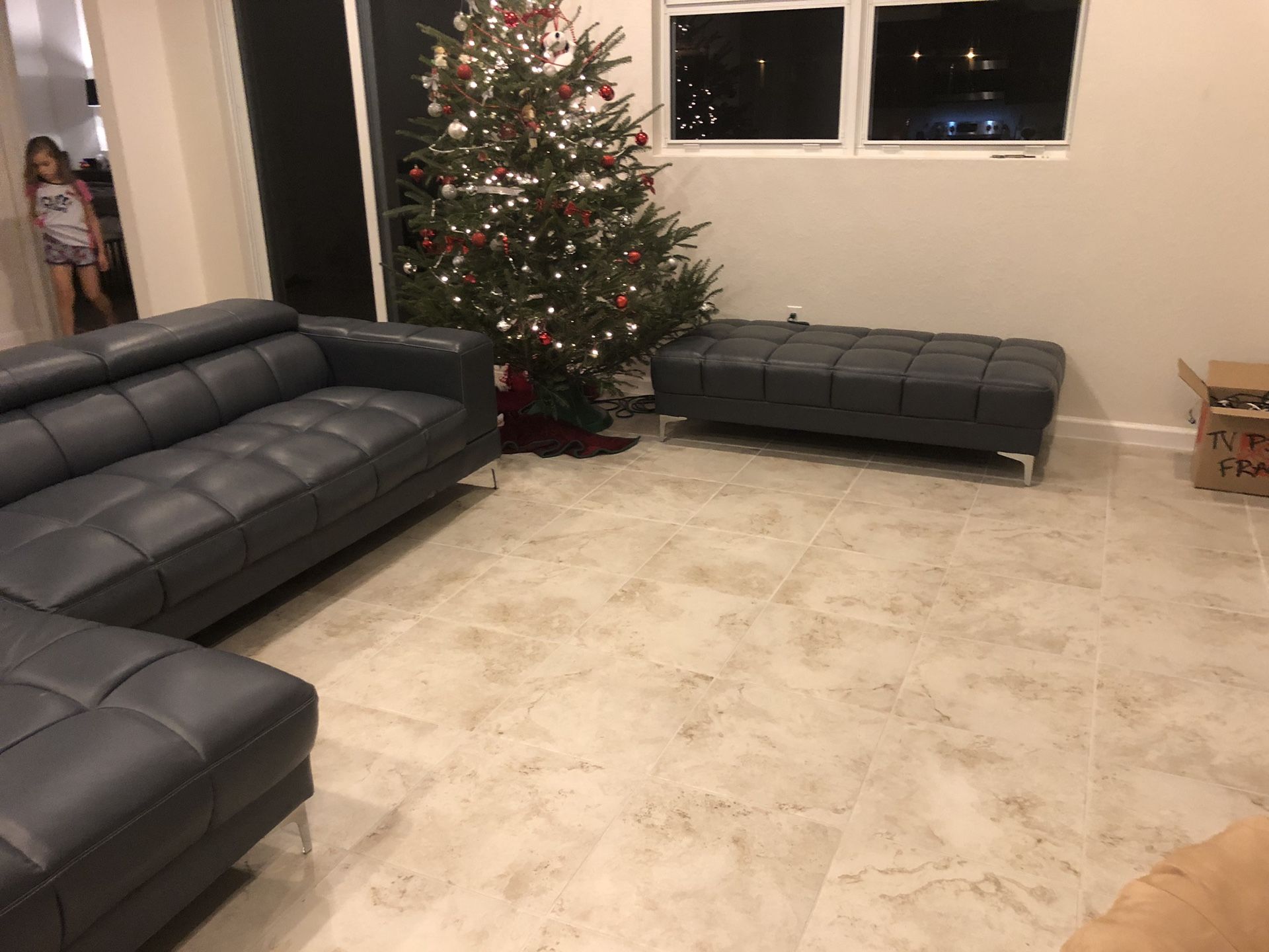 Sofia Vergara Modern sectional sofa, Rooms to go, grey leather