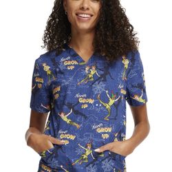 Peter Pan Cherokee Scrubs Disney Tooniforms Unisex V Neck Top TF728 PEOM
