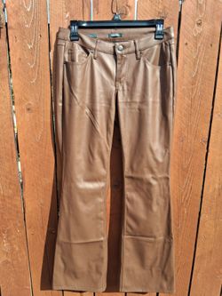 Women's Low-Rise Faux Leather Pants/Pantalón de Piel Sintética de Tiro Bajo para Mujer