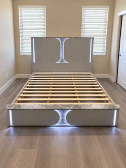 Modern Platform Bed Frame with LED Lights